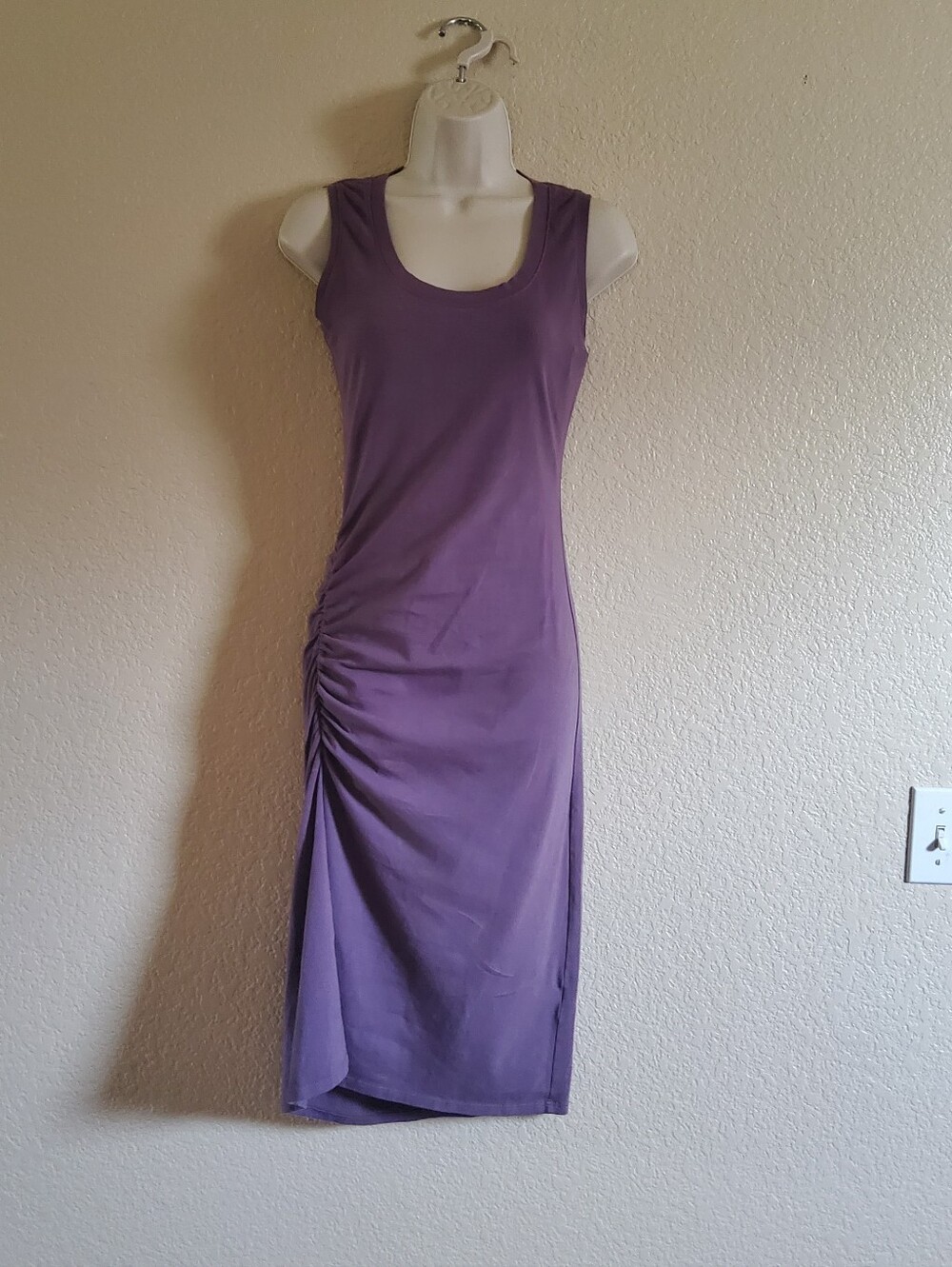 NWOT Michael Stars Ruched Tank Midi Dress XS Heather Plum